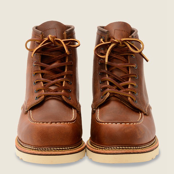 Red Wing Heritage Boots Brown - Red Wing Mens Classic Moc - 6-inchr Rough & Tough Leather - LKIQO-95